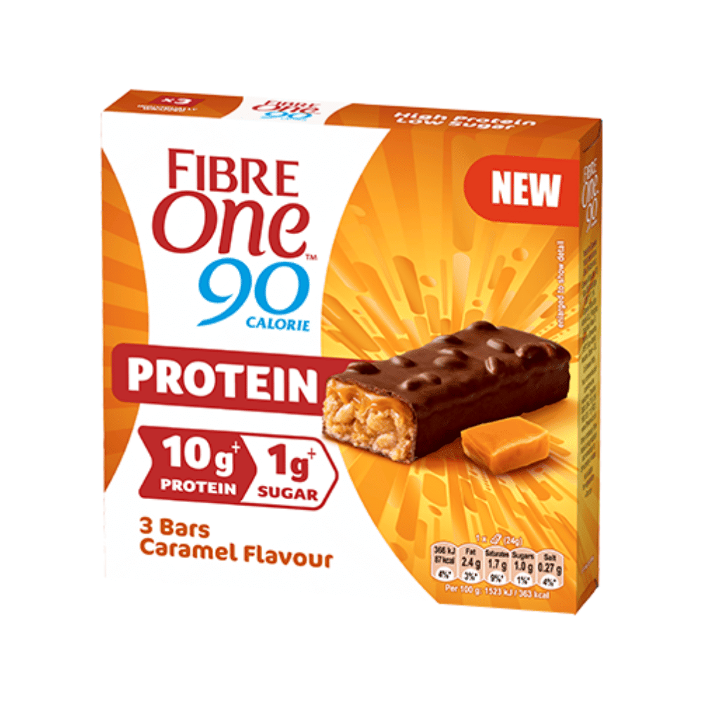 Caramel Fibre One 90 Low Calorie Protein Bars (24g x 3)
