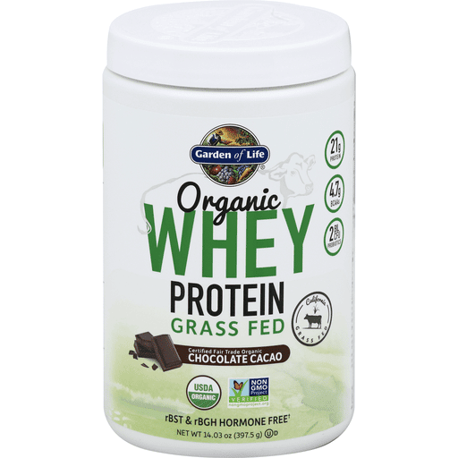 Garden of Life Whey Protein, Grass Fed, Organic, Chocolate Cacao ...