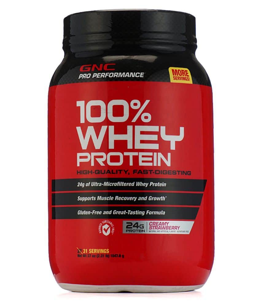 GNC 100% Whey Protein Strawberry Powder 2 lb: Buy GNC 100% Whey Protein ...