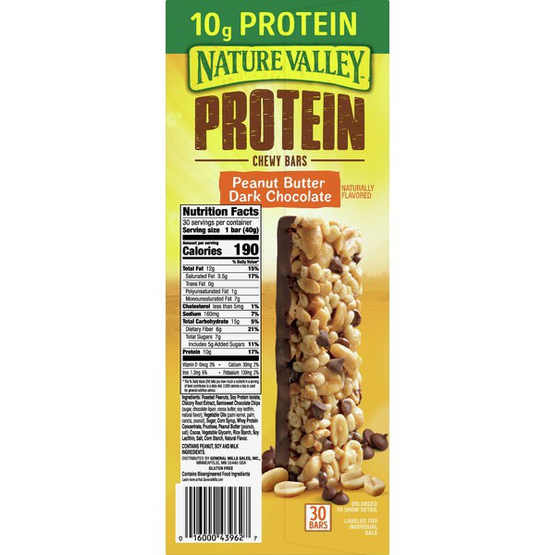 Nature Valley Protein Chewy Bars, Peanut Butter Dark Chocolate (1.42 oz ...