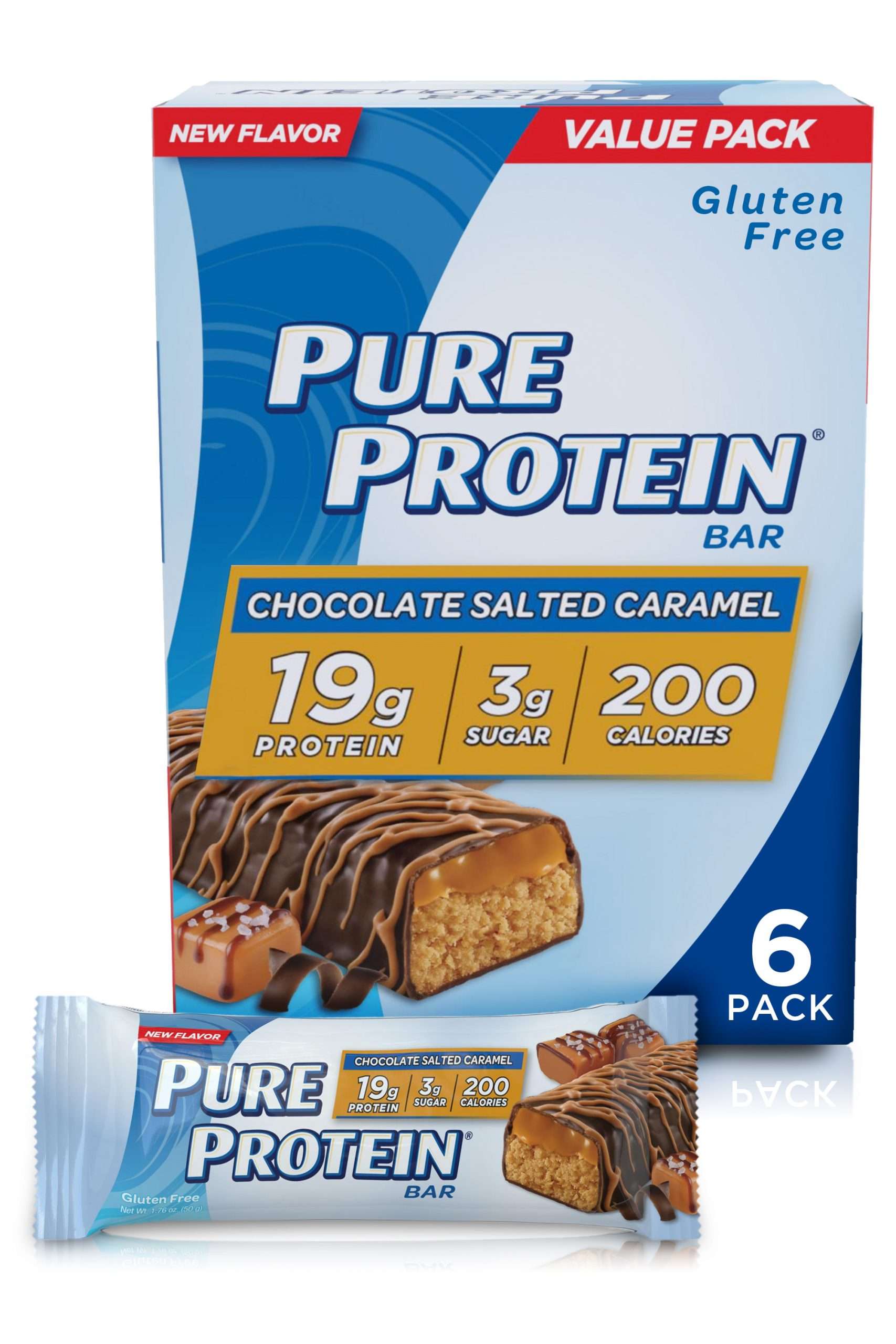 Pure Protein Bars, Chocolate Salted Caramel, 19g Protein, 1.76 Oz, 6 Ct ...