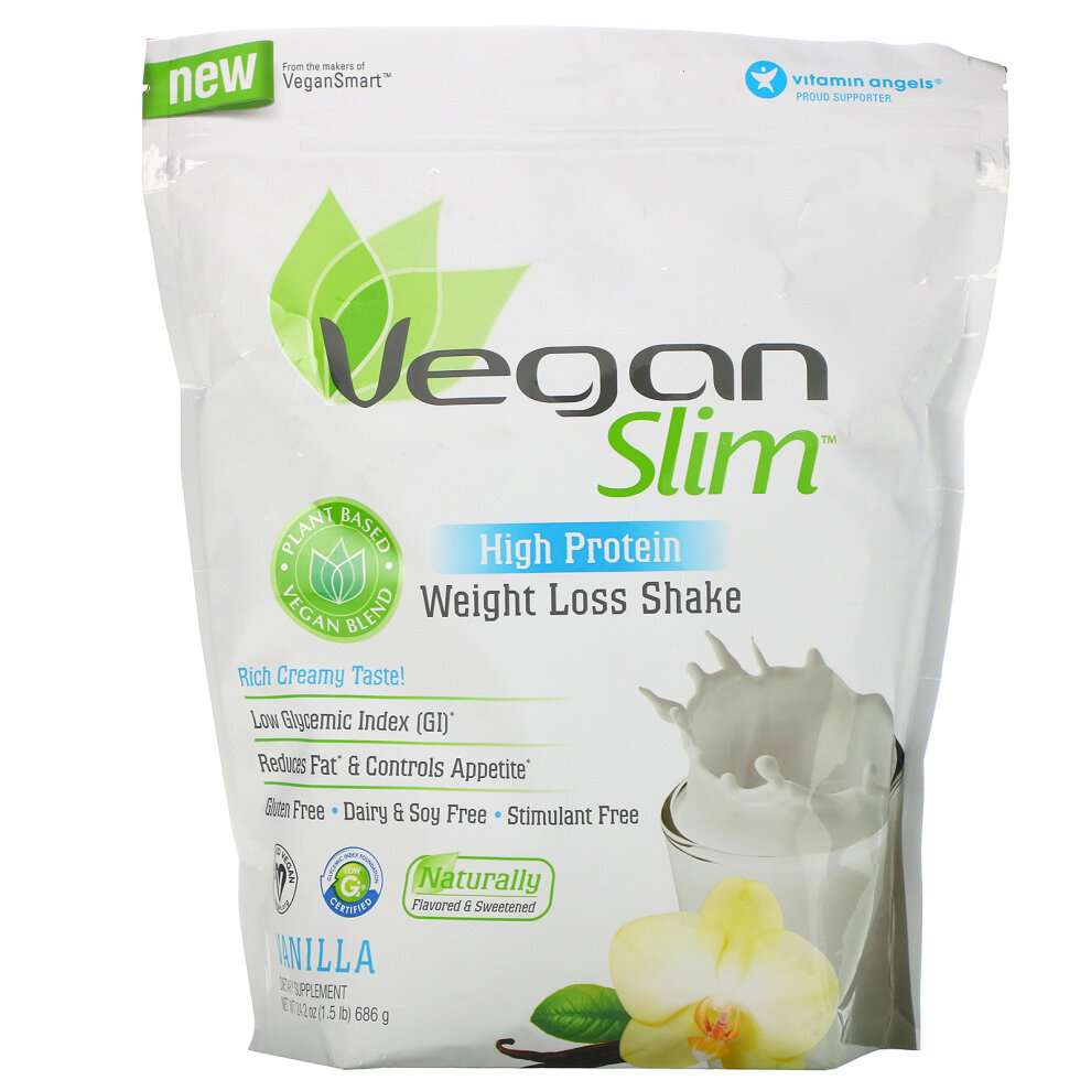VeganSmart, Vegan Slim, High Protein, Weight Loss Shake, Vanilla, 1.5 ...